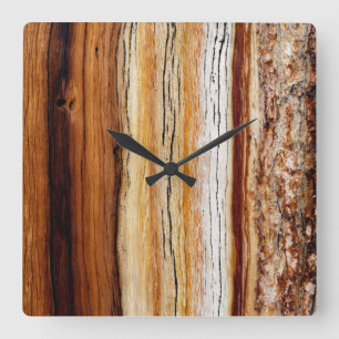 Horloge Carrée Pine Wood Grain Pattern