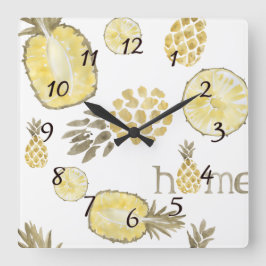 Horloge Carrée Pineapple Country Rustic Farmhouse Wall Clock