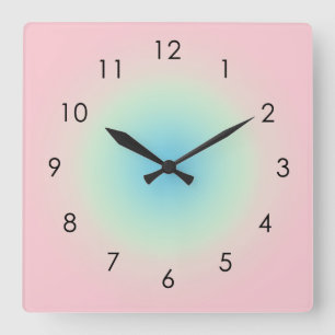 Horloge Carrée Pink Blue Gradient Ombre Pastel Aesthétique Aura