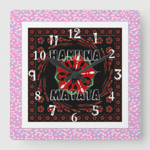 Horloge Carrée Pink Blue White Hearts of Love