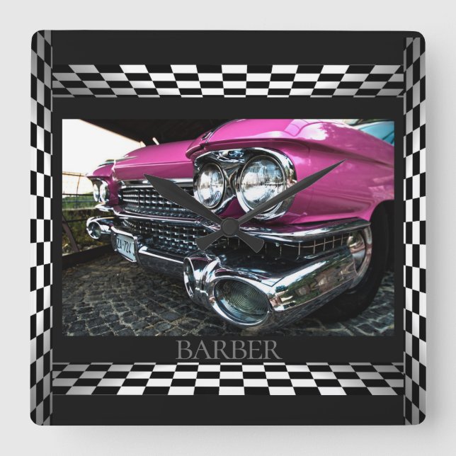 Horloge Carrée Pink Cadillac Black (Recto)