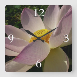 Horloge Carrée Pink Lotus Flower III Summer Floral