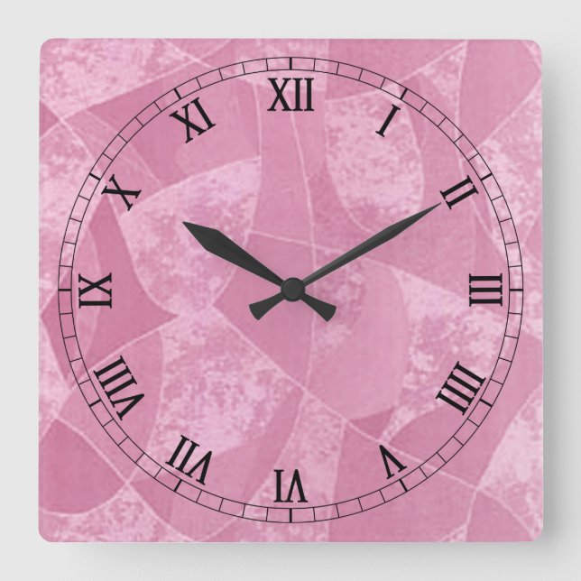 Horloge Carrée Pink Stain Glass Square Roman Numerals Clock (Recto)