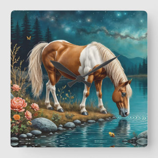 Horloge Carrée Pinto drinking water under the stars