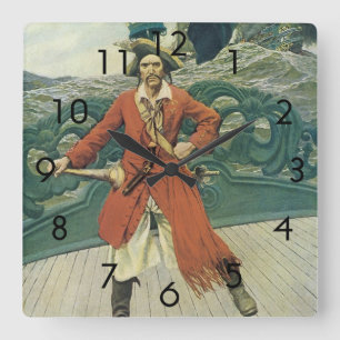 Horloge Carrée Pirates d'antan, Capitaine Keitt par Howard Pyle