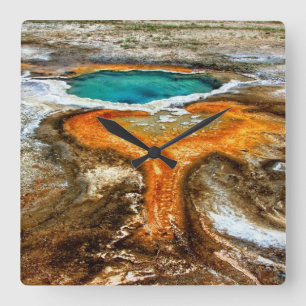Horloge Carrée Piscine de courant ascendant de Yellowstone