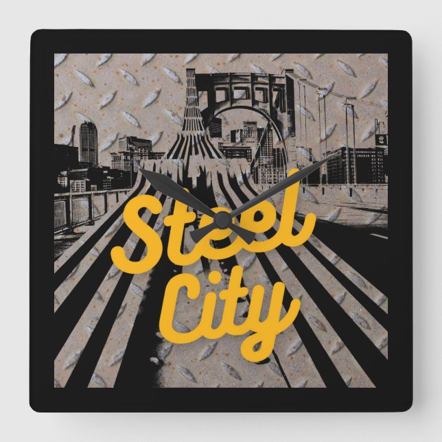 Horloge Carrée Pittsburgh Steel City Bridge  (Recto)
