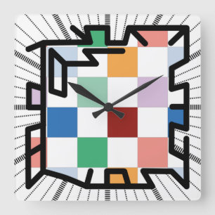 Horloge Carrée PIXELAT chained numbers by masanser