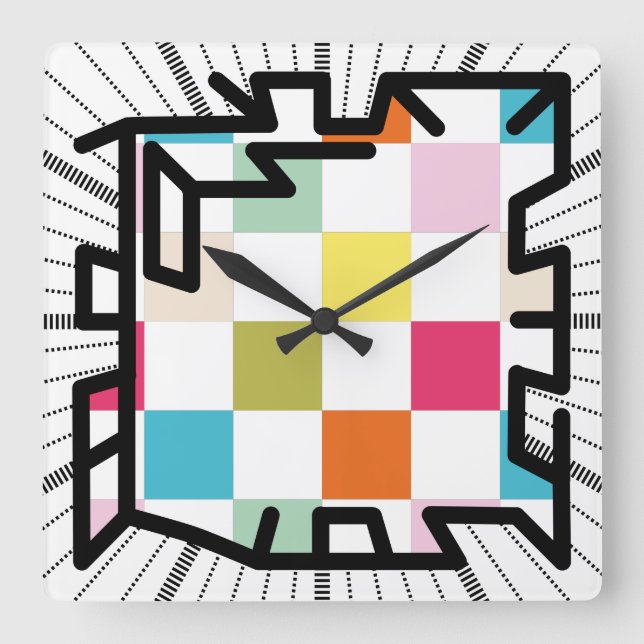 Horloge Carrée PIXELAT chained numbers by masanser (Recto)