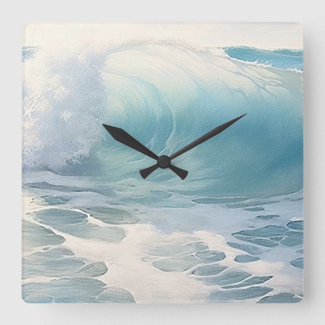 Horloge Carrée Plage Vagues thème Peinture (Recto)