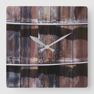 Horloge Carrée Planche de bois 