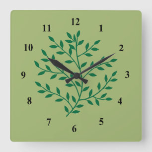 Horloge Carrée plante de feuillage des feuilles verts