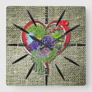 Horloge Carrée Plante de jardin pour les amateurs de succulents