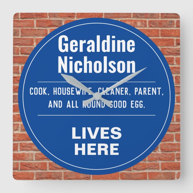 Horloge Carrée Plaque murale commémorative amusante (Recto)