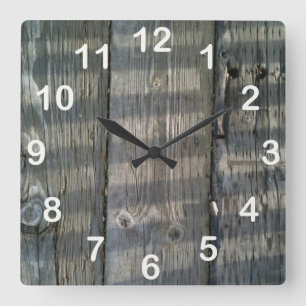 Horloge Carrée Plaques d'ombre Plaque en bois Noeud_avec nombres