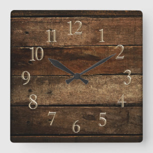 Horloge Carrée Plaques en bois foncé