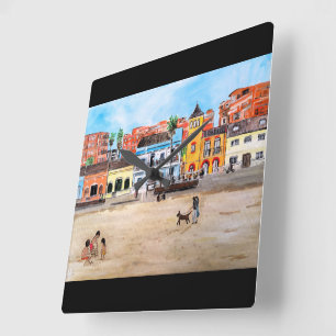 Horloge Carrée Playa de la Malvarrosa Peinture par Alfred Fox