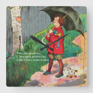 Horloge Carrée Pluie, pluie, va-t'en - Comptine de Mère l'Oye