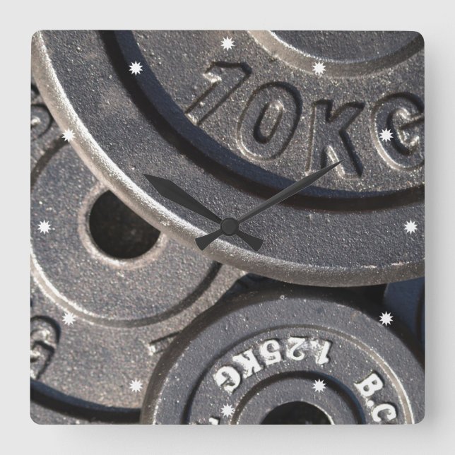 Horloge Carrée Poids de la salle de sport (Recto)
