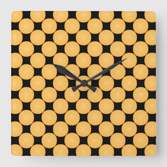 Horloge Carrée Point Polka Jaune Moderne (Recto)