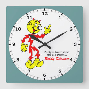 Horloge Carrée Pointing Reddy Kilowatt, Flickr d'un commutateur