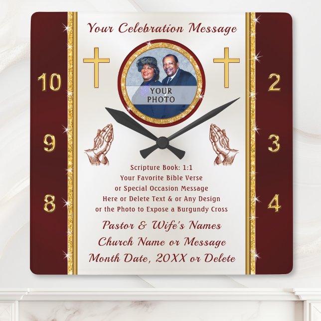 Horloge Carrée Poison Ideas for Pasteur Anniversary ou ANY occasi (Christian Gifts for Pastor and Wife. Pastor and wife appreciation gifts. Church anniversary gifts.)