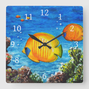 Horloge Carrée Poisson tropical