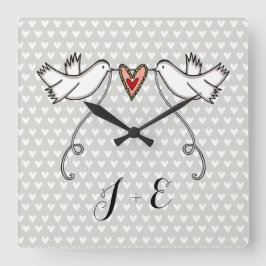 Horloge Carrée Poissons blancs personnalisées Mariage Cadeau Squa
