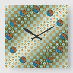 Horloge Carrée Poissons & Rat de Bois