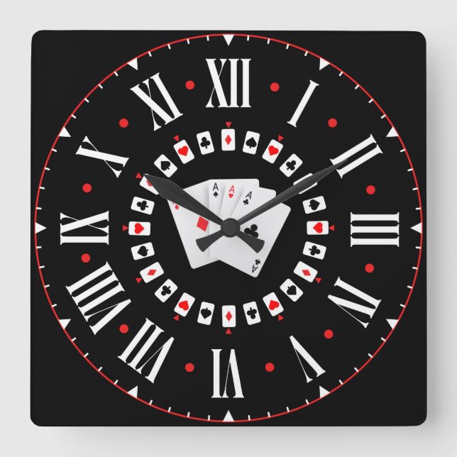 Horloge Carrée Poker Ace Of Spades With Roman Numerals (Recto)
