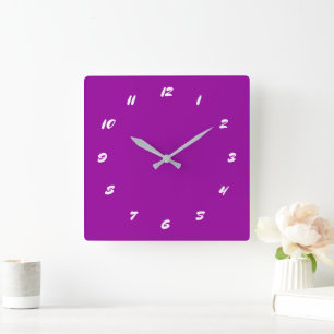 Horloge Carrée Police Personnalisée de l'horloge murale violet