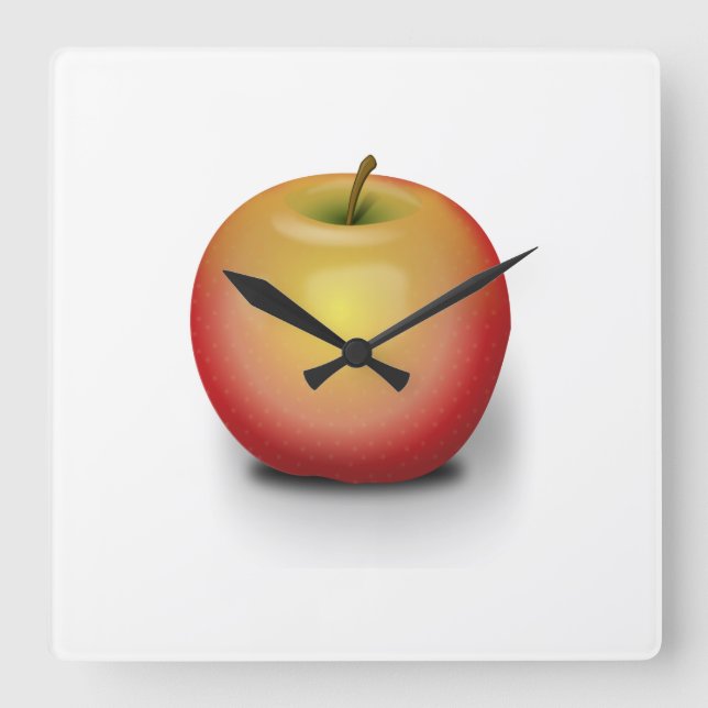 Horloge Carrée Pomme rouge (Recto)