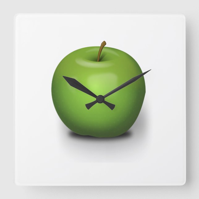 Horloge Carrée Pomme verte (Recto)