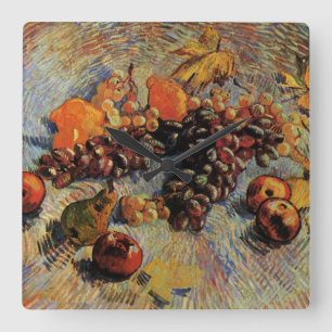 Horloge Carrée Pommes, Poires, Citrons, Raisins par Vincent van G