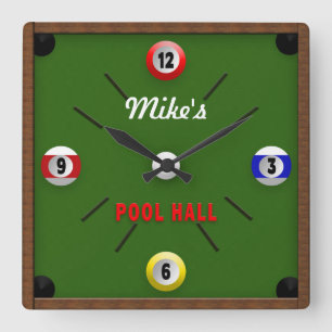 HORLOGE CARRÉE POOL ROOM/HALL CLOCK - PERSONNAGE AVEC NOM