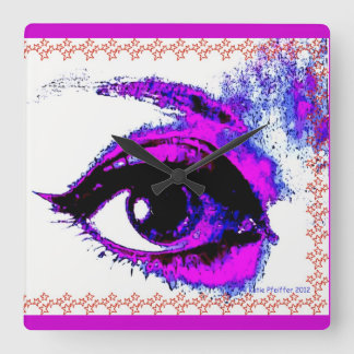 Horloge Carrée Pop art Eye Wall Clock par Katie Pfeiffer