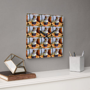 Horloge Carrée Pop Art Pilgrim Cupcakes