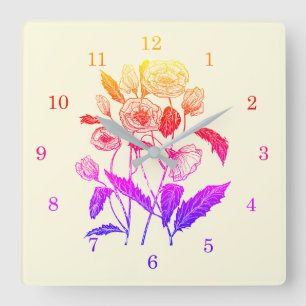 Horloge Carrée Poppies Wall Clock