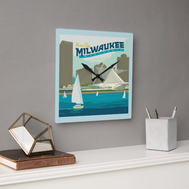 Horloge Carrée Port de Milwaukee Wisconsin | Ville de Brew (Bureau)