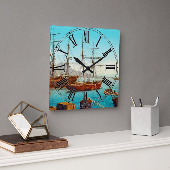 Horloge Carrée Port de Naples Italie 1800 (Bureau)