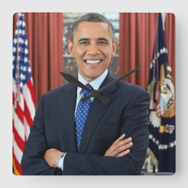 Horloge Carrée Portrait de Barack Obama (Recto)
