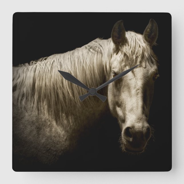 Horloge Carrée Portrait de cheval VI (Recto)