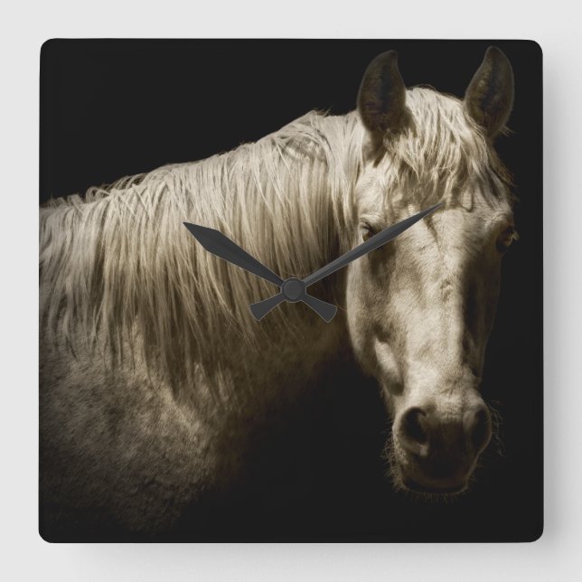 Horloge Carrée Portrait de cheval VI (Recto)