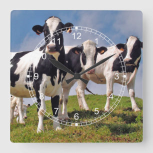 Horloge Carrée Portrait de la famille des vaches