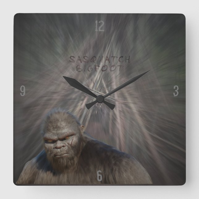 HORLOGE CARRÉE PORTRAIT DE SASQUATES BIGFOOT (Recto)