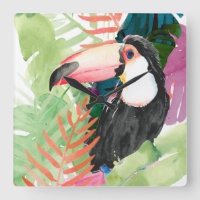 Portrait toucan avec Feuilles tropicaux
