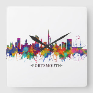 Horloge Carrée Portsmouth England Skyline
