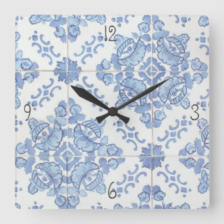 Horloge Carrée Portuguese Tile Square Wall Clock