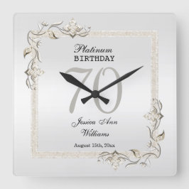 Horloge Carrée Posh 70e anniversaire Platinum