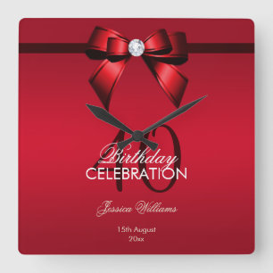Horloge Carrée Posh Gem Bow & Ruban 40e Anniversaire